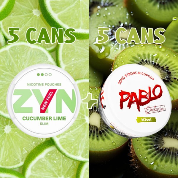 ZYN Cucumber Lime 6.5MG + PABLO Kiwi 50MG Bundle ZYN Cucumber Lime 6.5MG + PABLO Kiwi 50MG Bundle