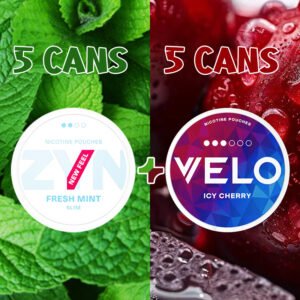 ZYN Fresh Mint 6.5MG + VELO Icy Cherry 10MG Bundle ZYN Fresh Mint 6.5MG + VELO Icy Cherry 10MG Bundle