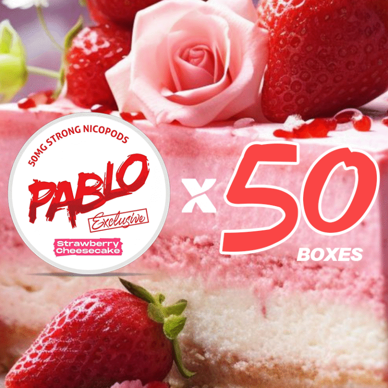 PABLO Exclusive Strawberry Cheesecake 50MG Bulk Pack (50 Cans Limited-Time Offer)